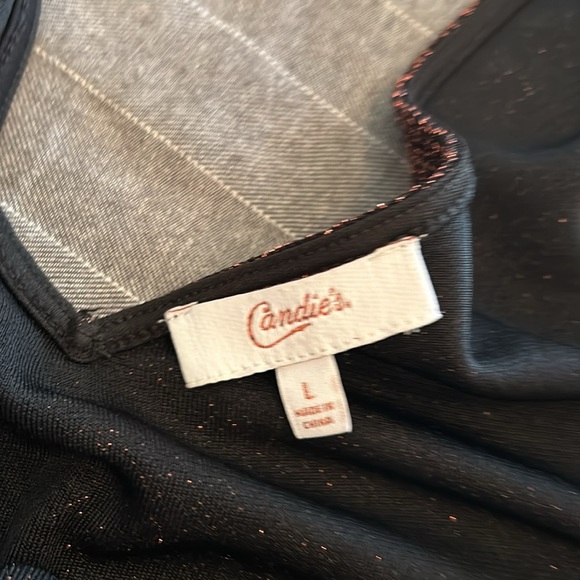 CANDIE'S Twist V-Neck Sparkle Gold Jumpsuit - Picture 7 of 8